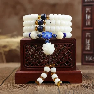 Mala Tibétain Pierre Blanche
