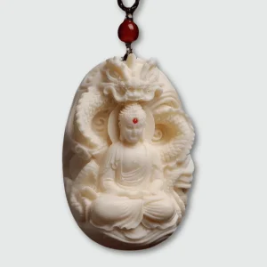 Pendentif Bouddha Dragon Blanc