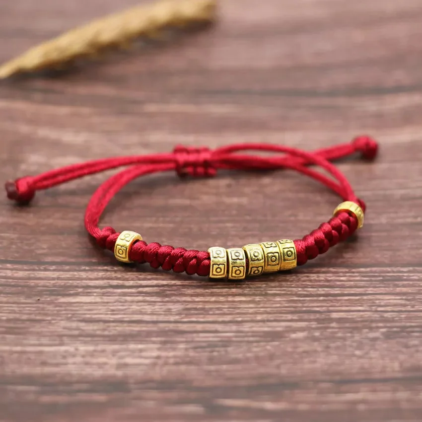 Bracelet Tibetain Rouge en Corde