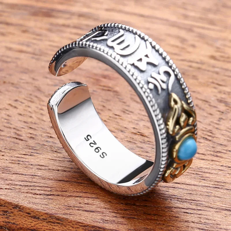 Bague Tibétaine en Argent portée
