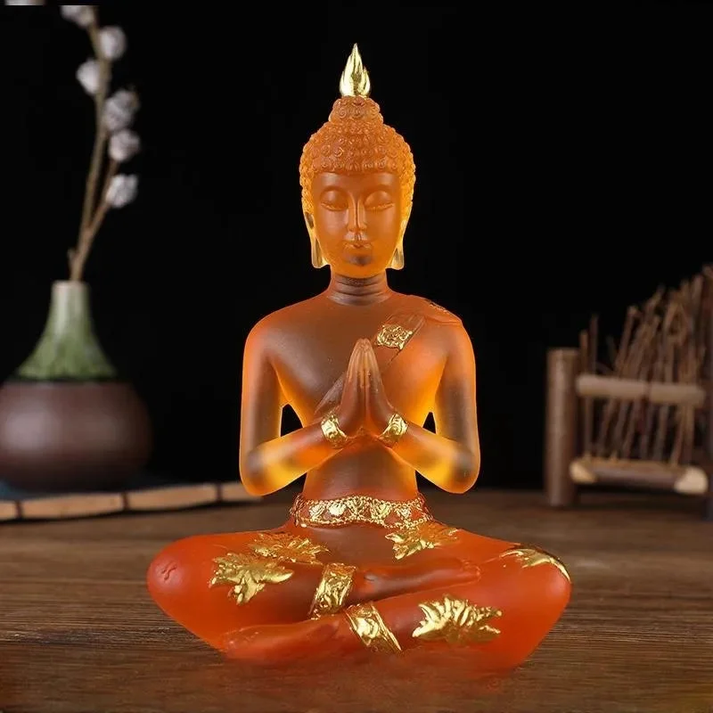 Détails de la Statue de Bouddha en résine colorée