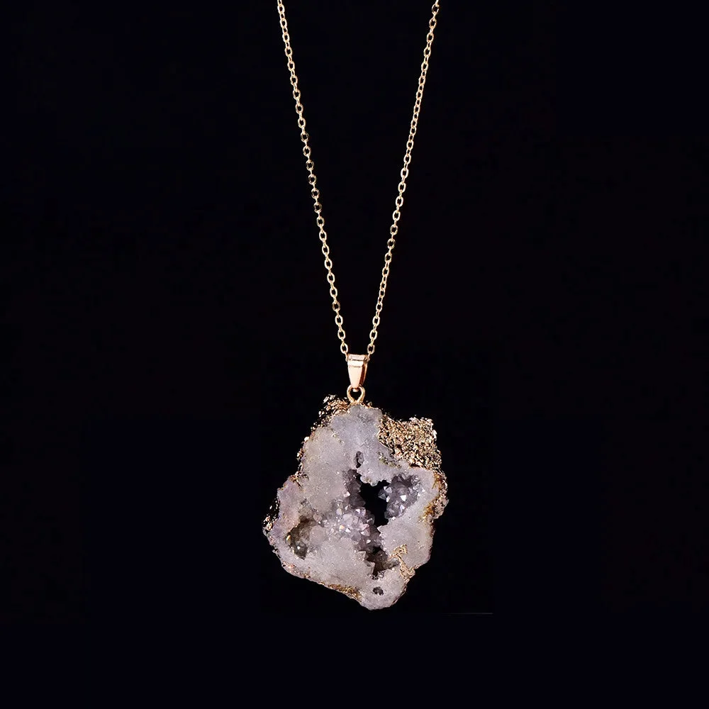 Collier en Pierre Agate Brute avec Pendentif