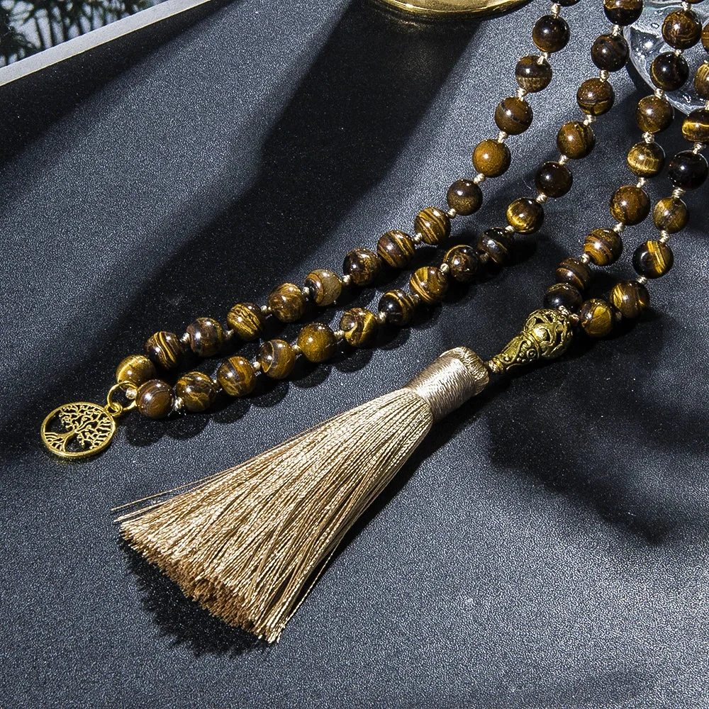 Mala Tibétain Oeil du Tigre en Détail
