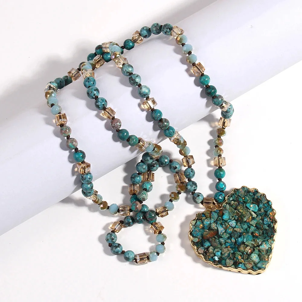 Collier Coeur Pierre Naturelle Verte