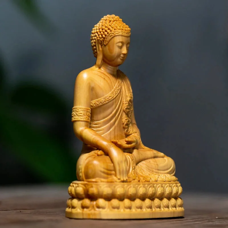 Statue Bouddha en Bois de Cyprès sculpté à la main – Image 2