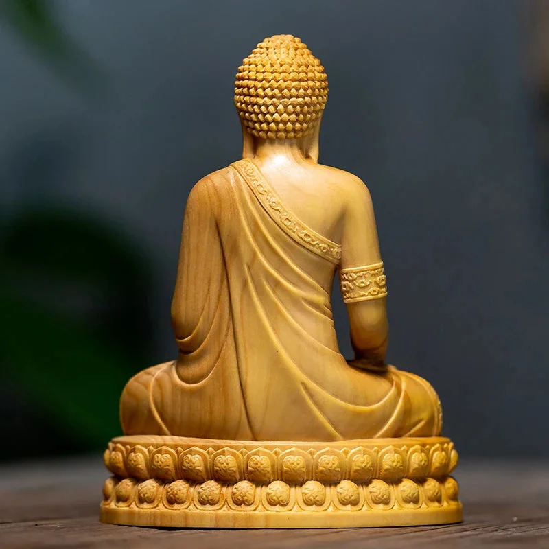Statue Bouddha en Bois de Cyprès sculpté à la main – Image 3