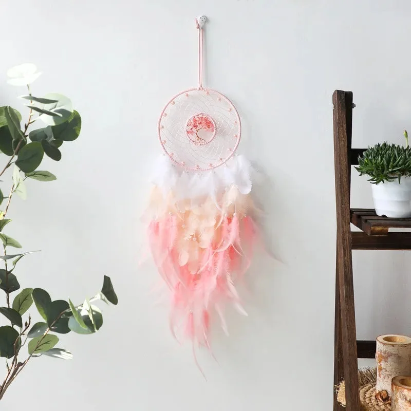 Attrape Rêve Blanc Et Rose en Décoration