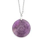 Pendentif Chakra en Pierre Naturelle Rond Gravé
