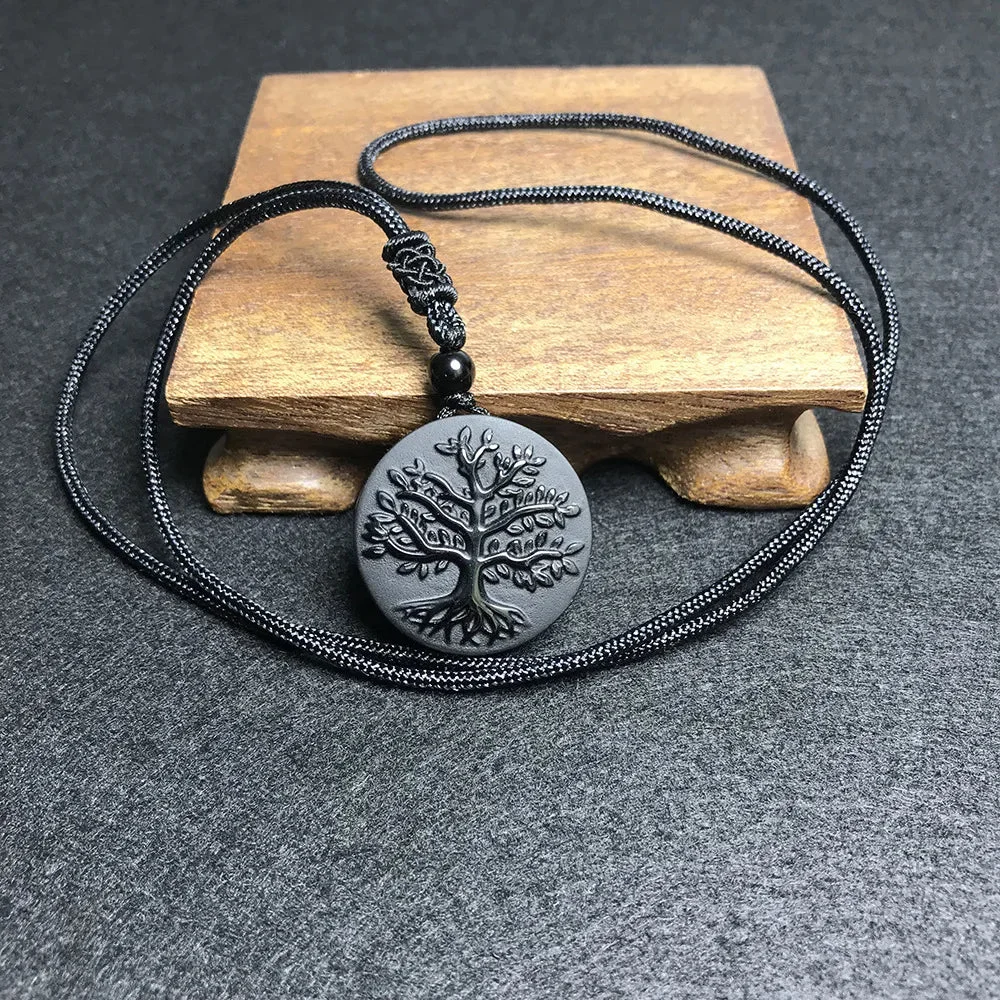 Pendentif Arbre de Vie en Obsidienne