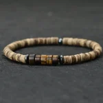 Bracelet Tibetain Oeil du Tigre en Bois