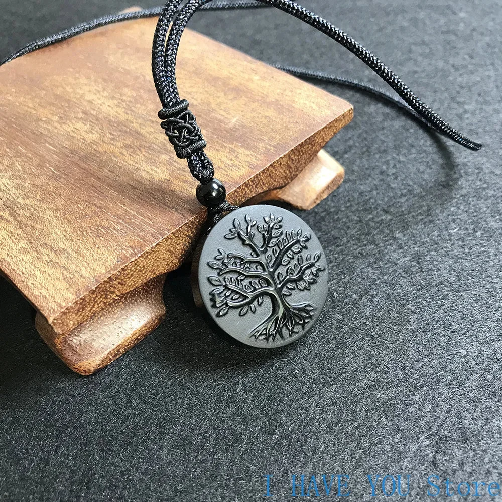 Pendentif Arbre de Vie en Obsidienne