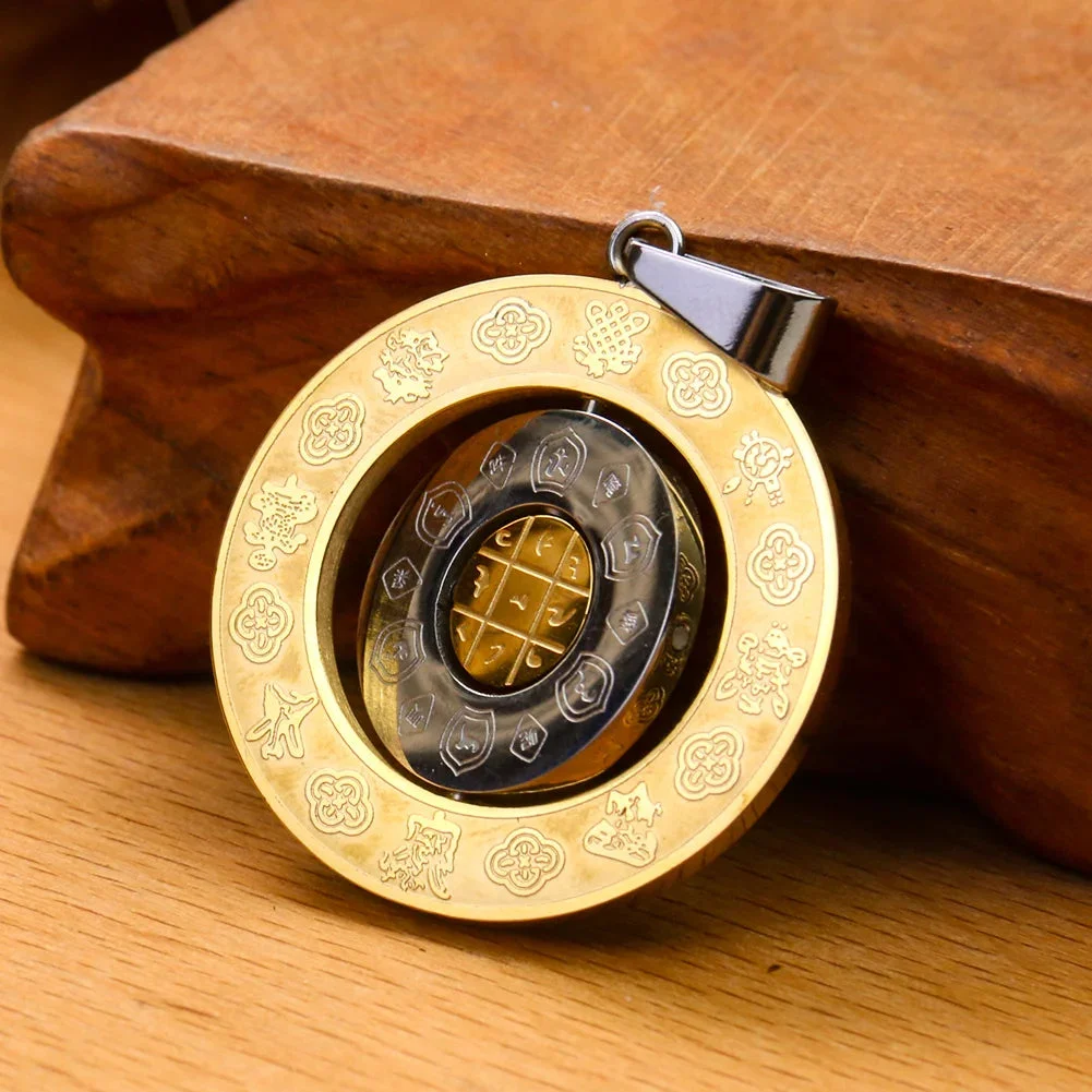 Amulette Bouddhiste Om Or Rond en Métal