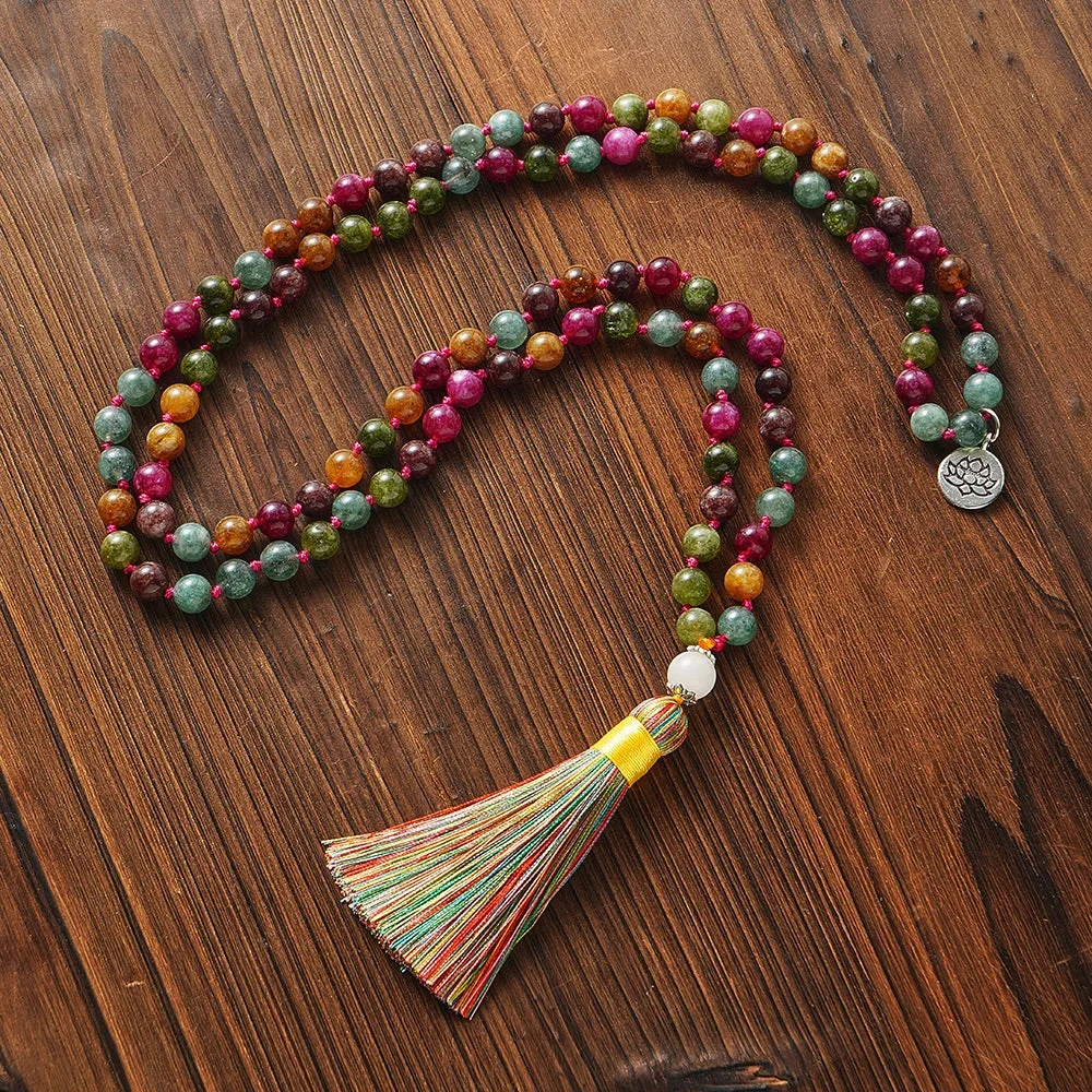 Mala Tibétain avec Pierres Précieuses