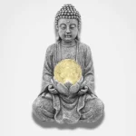 Statue Bouddha Boule de Verre Solaire