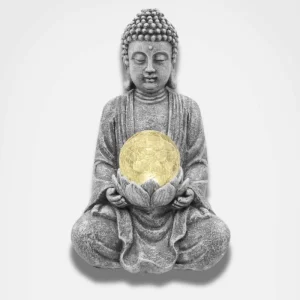 Statue Bouddha Boule de Verre Solaire