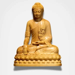 Statue Bouddha en Bois de Cyprès sculpté à la main
