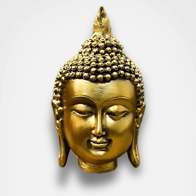 Statue de tête de Bouddha dorée