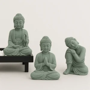 Statuette de Bouddha en Grès Vert