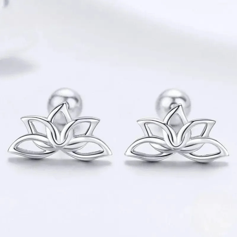Boucle d'oreille fleur de lotus argent