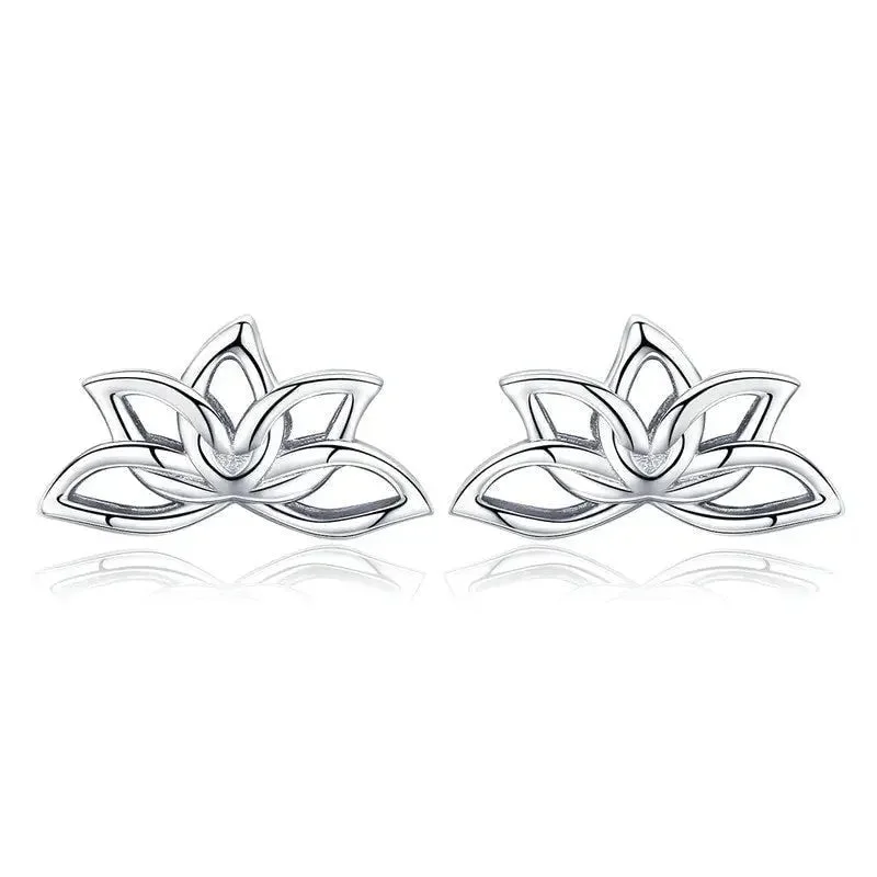 Boucle d'oreille fleur de lotus argent