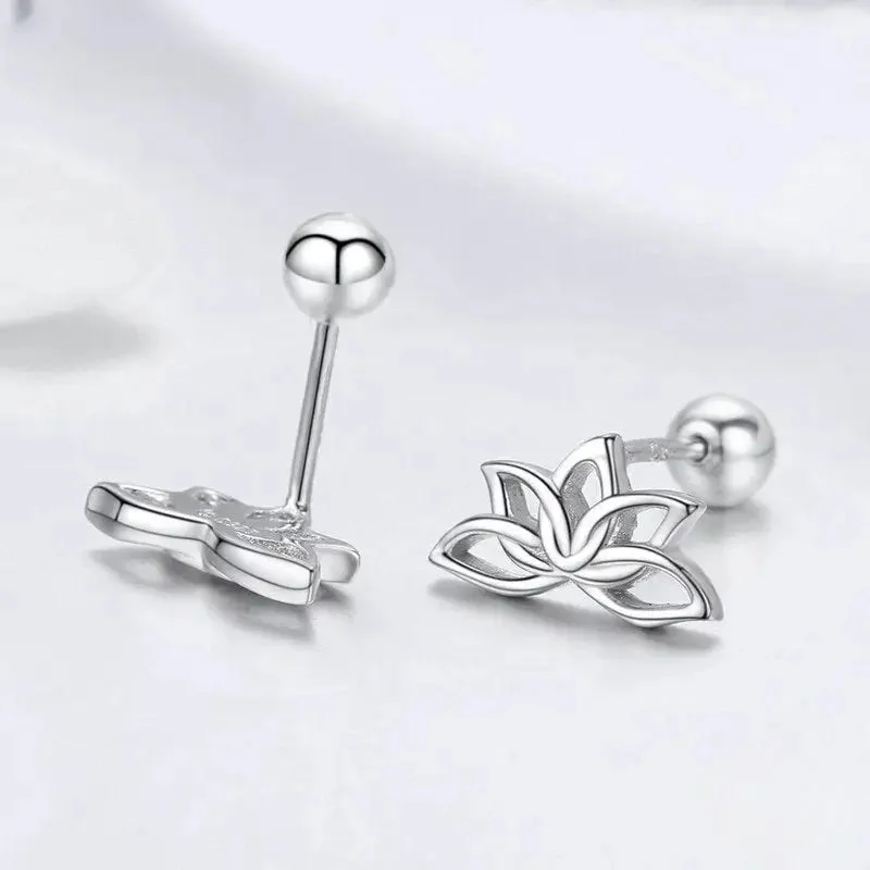 Boucle d'oreille fleur de lotus argent