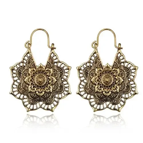 Boucles d'Oreilles Mandala Or Antique
