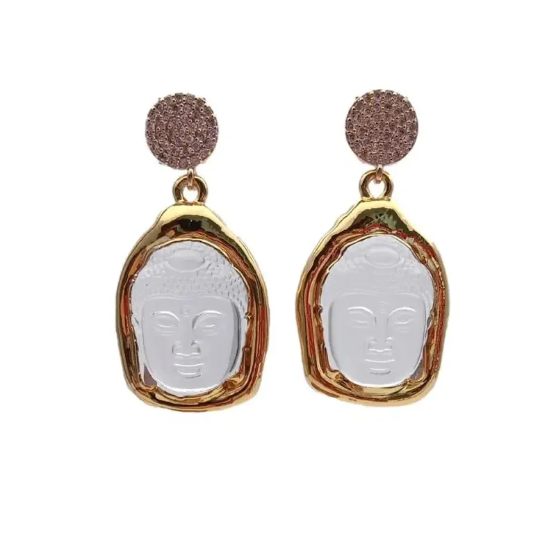 Boucles d'oreilles Bouddha Or / Quartz