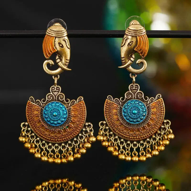 Boucles d'oreilles éléphant d'Asie oranges