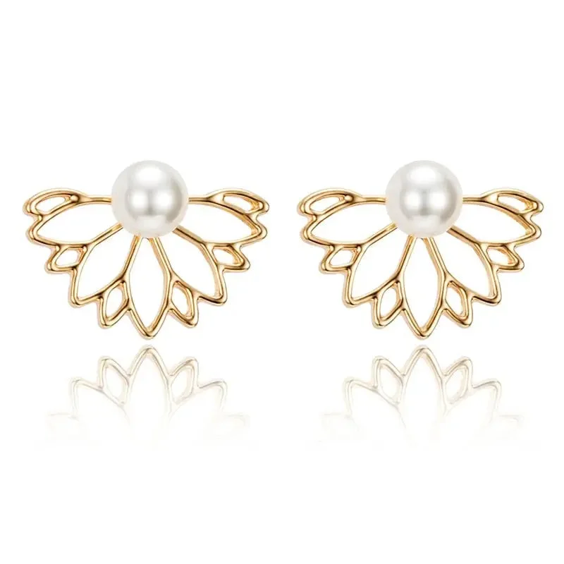 Boucles d'oreilles fleur de lotus perle or