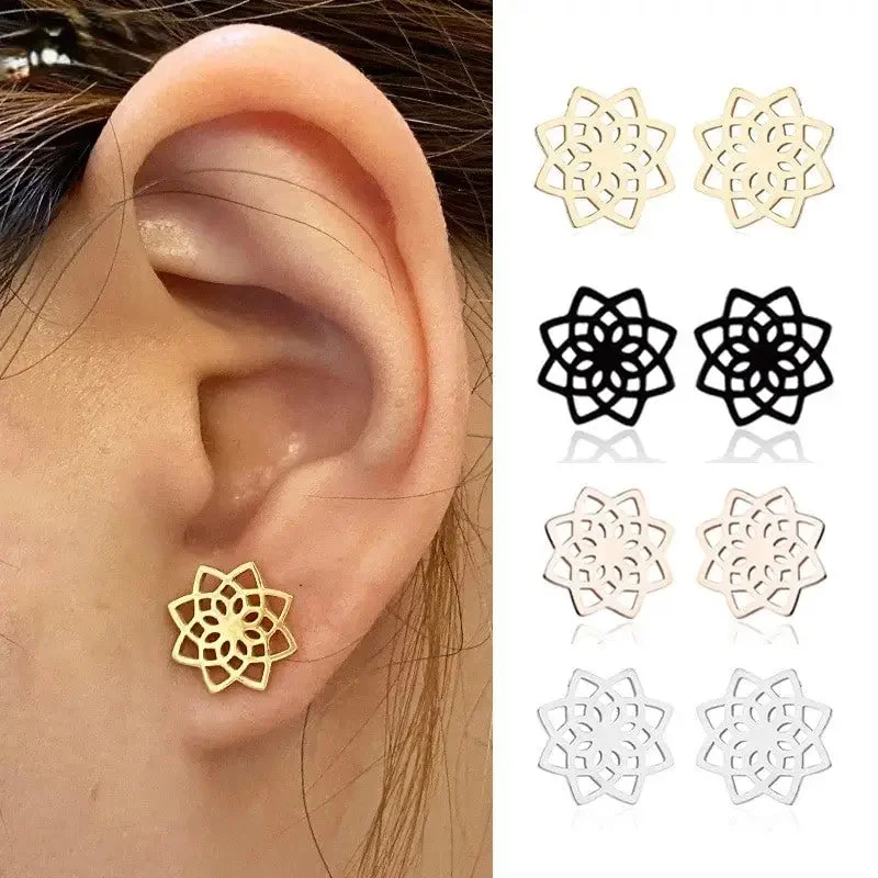 Boucles d'oreilles Fleur de vie simple en or rose
