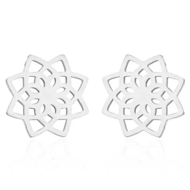 Boucles d'oreilles Fleur de vie simple en argent