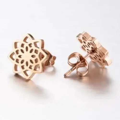 Boucles d'oreilles Fleur de vie simple en or rose