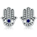 Boucles d'oreilles main Hamsa Argent