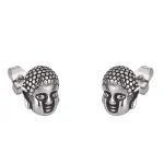Boucles d'oreilles tête de bouddha en acier inoxydable