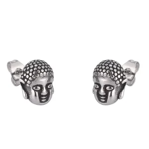 Boucles d'oreilles tête de bouddha en acier inoxydable