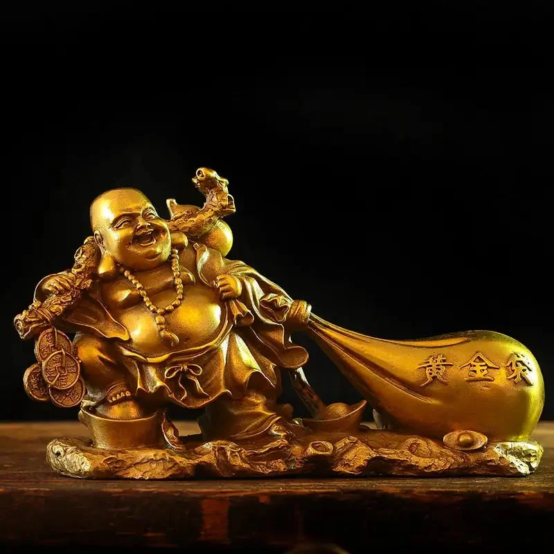Bouddha Rieur en Résine Dorée