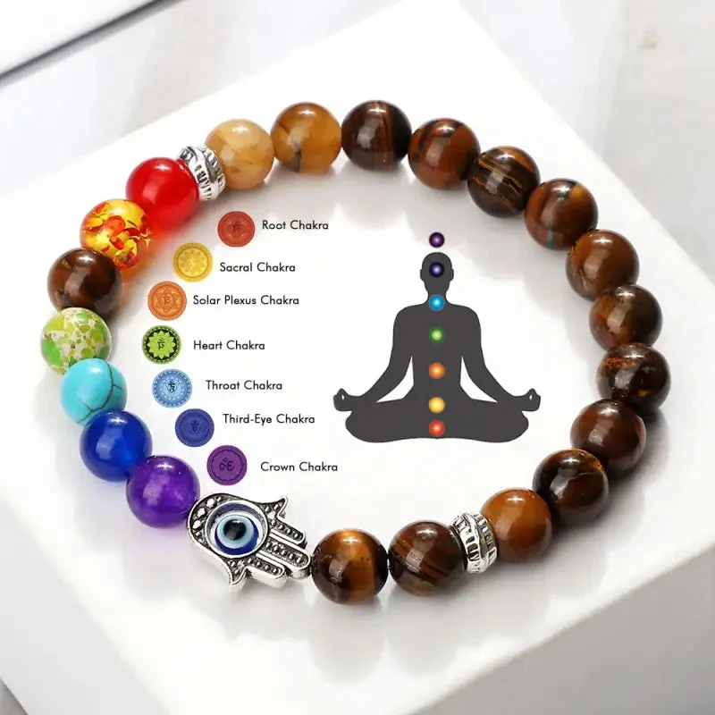 Bracelet 7 Chakra main Hamsa en détail