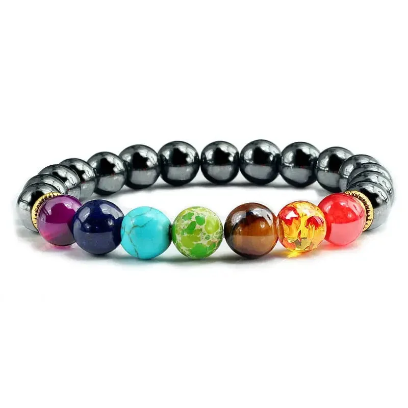 Bracelet 7 Chakra Yoga Hématite