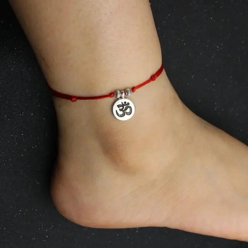 Détails du Bracelet de cheville Bouddhiste Rouge