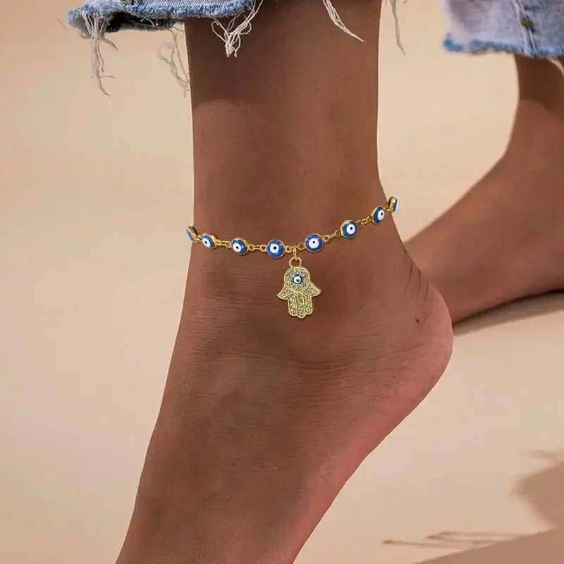 Bracelet de cheville Hamsa - Élégance et Protection