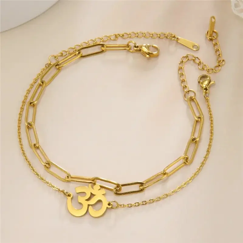 Bracelet de cheville Symbole Ohm en or