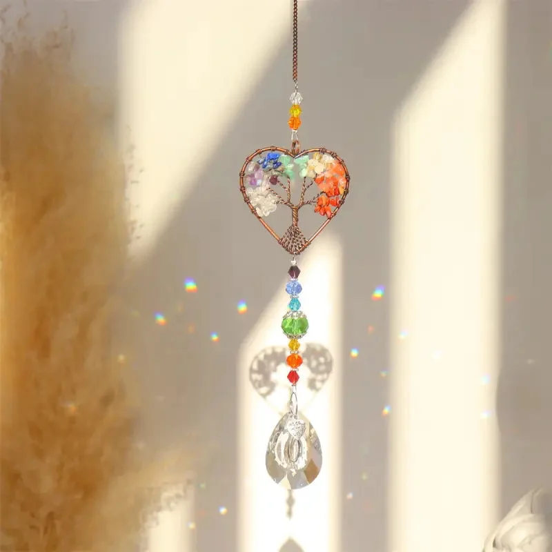 Capteur de soleil Arbre de vie Chakra avec cœur