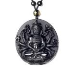 Collier Boudda Avalokiteśvara obsidien