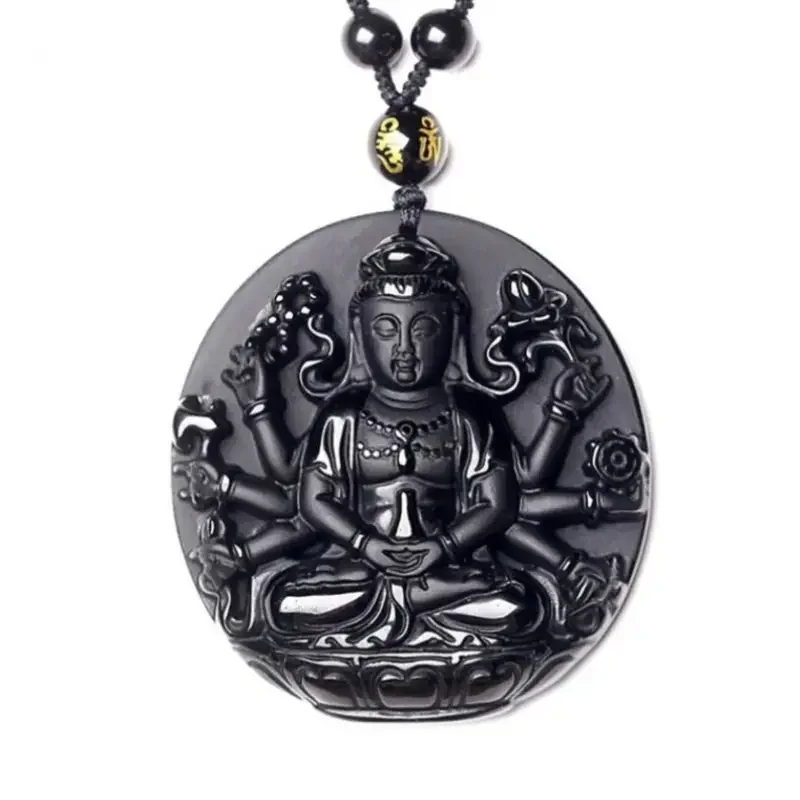 Collier Bouddha Avalokiteśvara obsidien