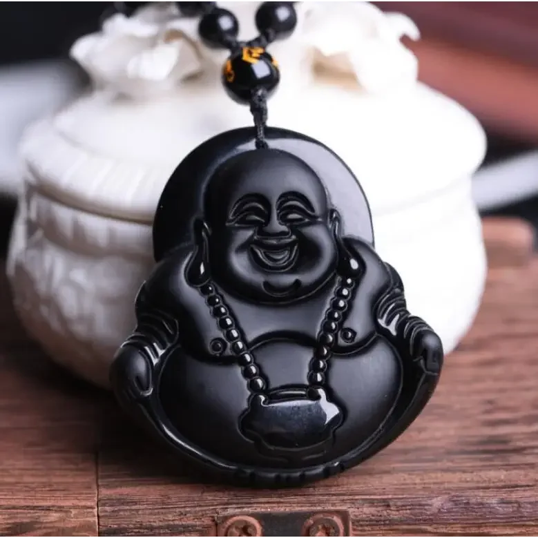 Collier Bouddha Rieur Noir