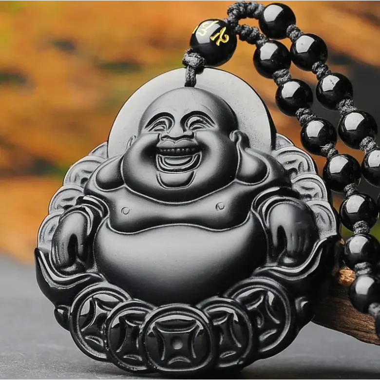 Collier Bouddha Rieur Noir