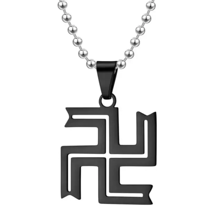 Collier Croix Bouddhiste Svastika Noir
