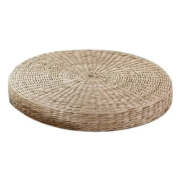 Coussin de méditation en paille tissée