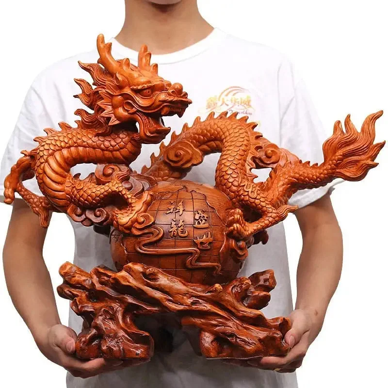 Grande Statue Dragon Chinois en Résine