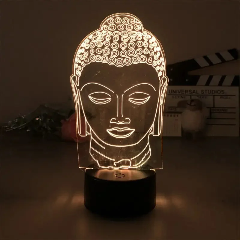 Lampe Tête de Bouddha Socle Noir